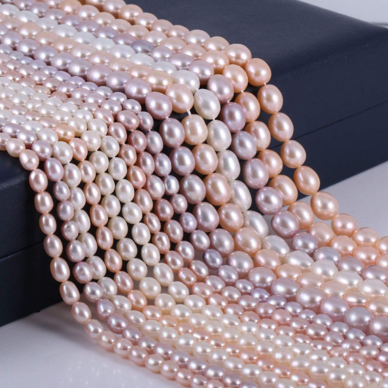 Zotoone Natural Pearl Freshwater Cultured Pearl Beads for Jewelry Making Oval Beads Punch Loose Beads Handmake DIY for Jewelry Making DIY Women Necklace Bracelet 8-9 mm Purple 14 inches - Image 3